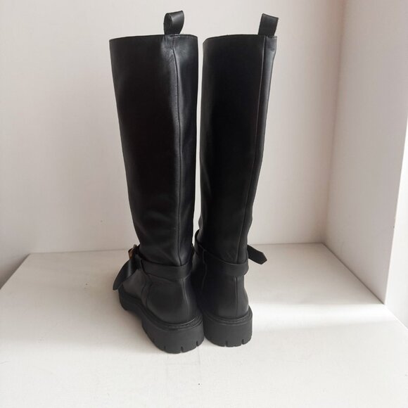 Zara Black Leather Pull on Classic Boots 42 - Picture 4 of 8